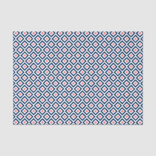 Blue and Coral Ikat Diamonds Pattern Tissue Paper