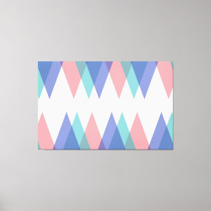 Blue and coral triangles canvas print