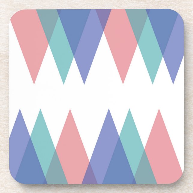 Blue and coral triangles coaster (Front)