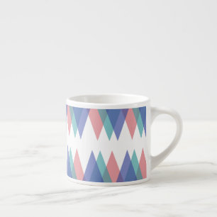 Blue and coral triangles espresso cup