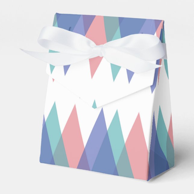 Blue and coral triangles favor box (Front Side)