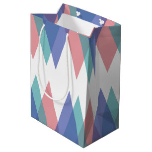 Blue and coral triangles medium gift bag