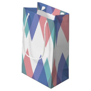 Blue and coral triangles small gift bag