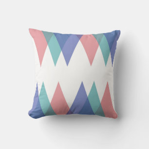 Blue and coral triangles throw pillow