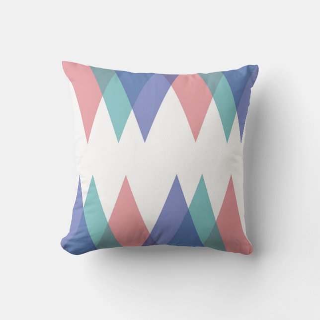 Blue and coral triangles throw pillow (Front)