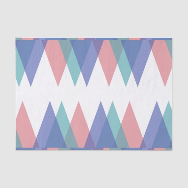 Blue and coral triangles tissue paper (Front)
