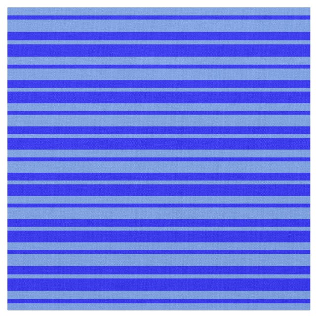 Blue and Cornflower Blue Lines Pattern Fabric (Close Up)