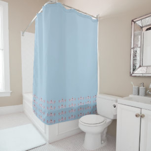 Blue and Cranberry Shower Curtain