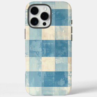 Blue and cream checkered pattern iPhone 16 pro max case