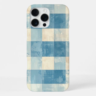 Blue and cream checkered pattern iPhone 16 pro max case