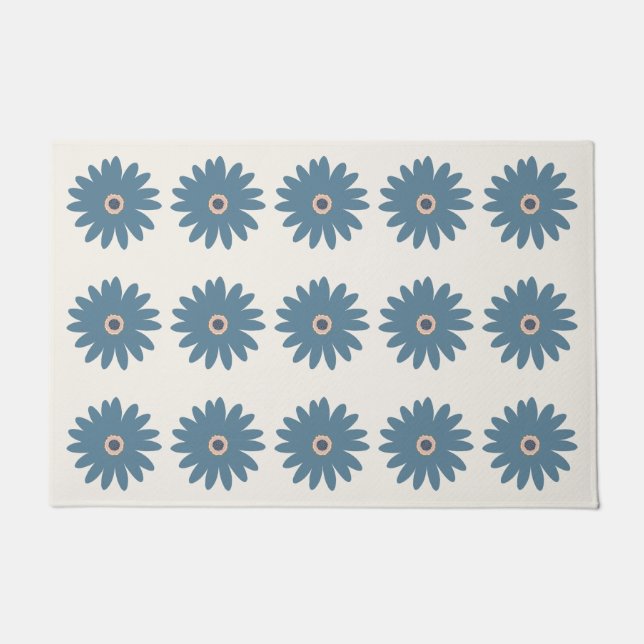 Blue And Cream Daisy Doormat (Front)