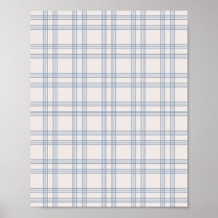 Blue And Cream Gingham Poster