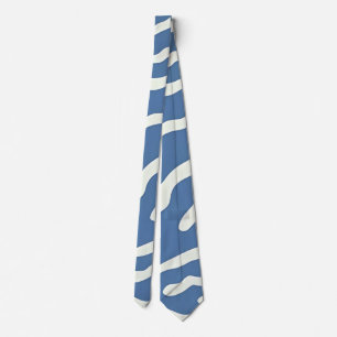 Blue and cream Modern Abstract Wavy Lines Pattern Tie