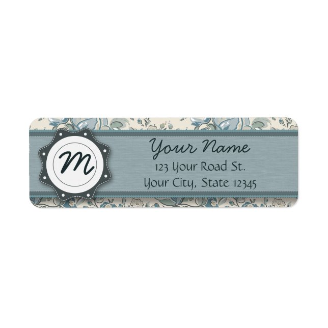 Blue and Cream Roses with Monogram (Front)