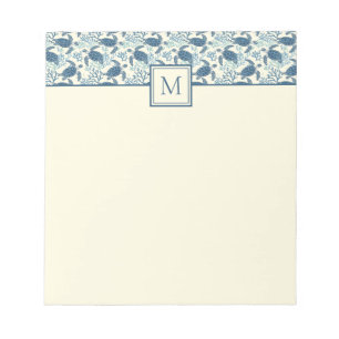 Blue and Cream Sea Turtle Monogram Notepad