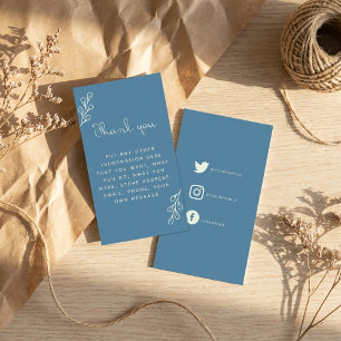 Blue and cream thank you, social links enclosure card