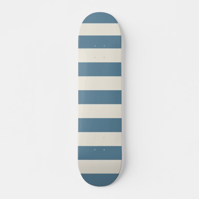 Blue And Cream Vertical Stripes Skateboard (Front)