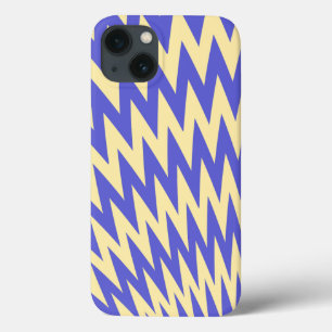 Blue and Cream Zigzag Chevron Pattern iPhone 13 Case