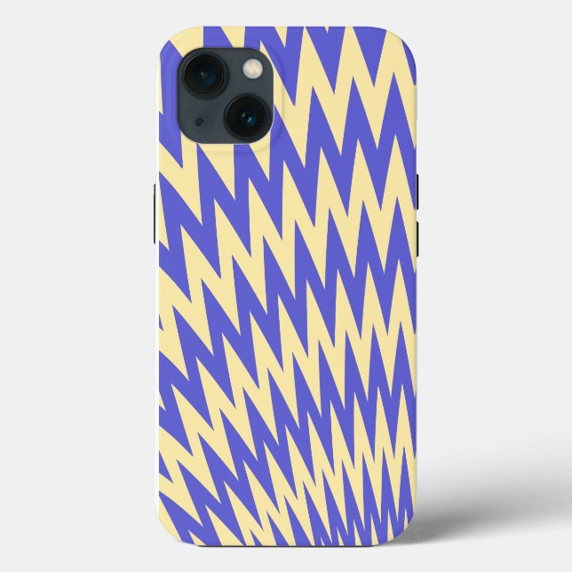 Blue and Cream Zigzag Chevron Pattern Case-Mate iPhone Case (Back)