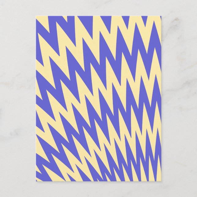 Blue and Cream Zigzag Chevron Pattern Holiday Postcard (Front)