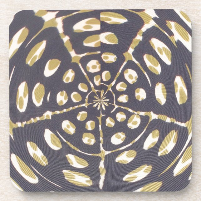 Blue and Creamy Crop Circle Polka Dot Oval Pattern Coaster (Front)