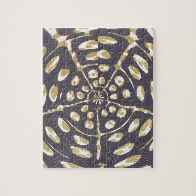Blue and Creamy Crop Circle Polka Dot Oval Pattern Jigsaw Puzzle (Vertical)
