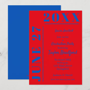 Blue and Crimson Graduation Party Invitations