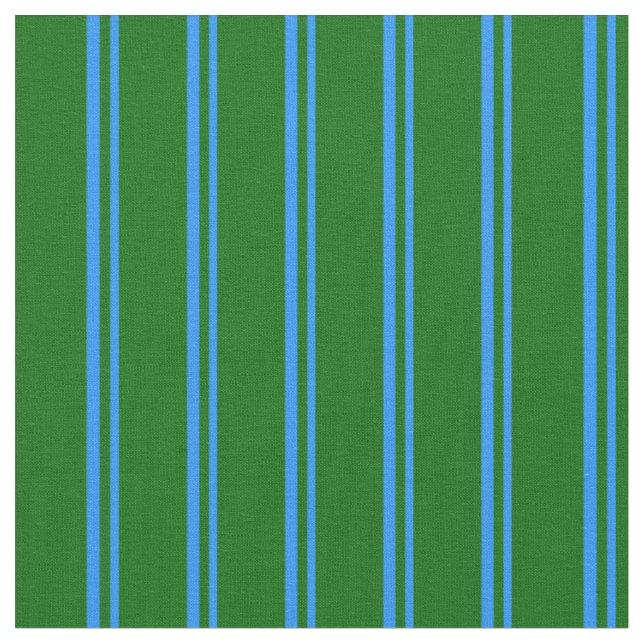 Blue and Dark Green Coloured Stripes Fabric (Close Up)
