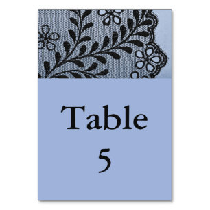 Blue and Faux Black Lace Table Number