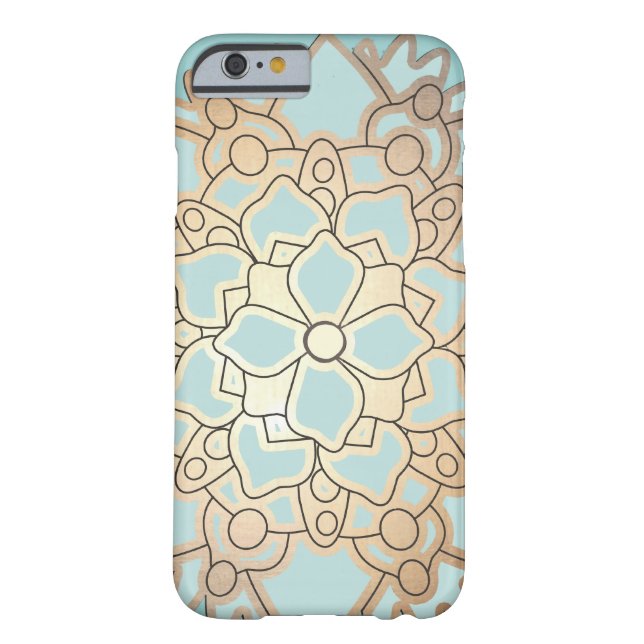 Blue and Faux Gold Leaf Lotus Flower Case-Mate iPhone Case (Back)