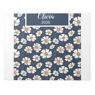 Blue and Floral Pattern Notepad