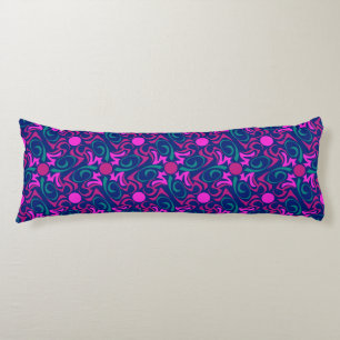 Blue and Fuchsia Pink Star Seamless Vector Pattern Body Pillow