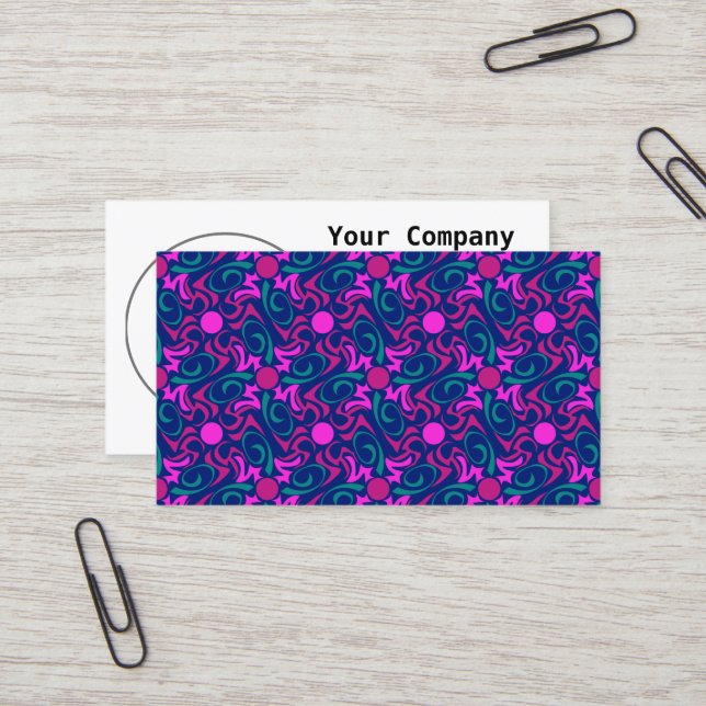 Blue and Fuchsia Pink Star Seamless Vector Pattern Business Card (Front/Back In Situ)