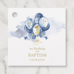 Blue and Gold 1st Birthday and Baptism Thank You Favour Tags