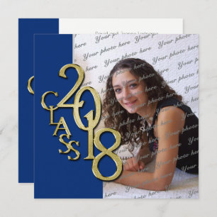 Blue and Gold 2018Graduation Invitation