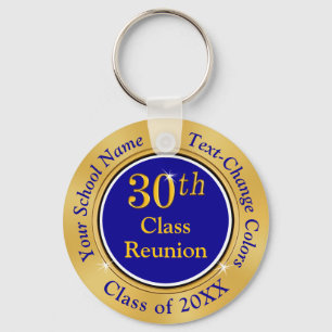 Blue and Gold 30 year High School Reunion Ideas Keychain