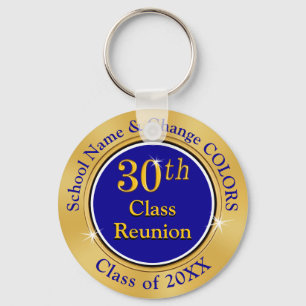 Blue and Gold 30 year High School Reunion Ideas Keychain
