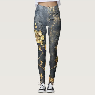 Blue and Gold 3D Leggings