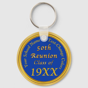 Blue and Gold 50th Class Reunion Party Favors Keychain