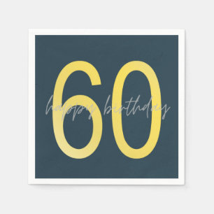 Blue and Gold 60th Birthday  Napkin