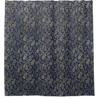 Blue and Gold Abstract Art Deco Leaves Pattern