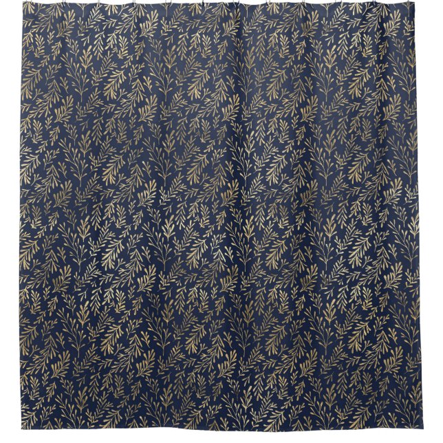 Blue and Gold Abstract Art Deco Leaves Pattern  (Front)