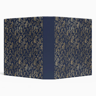 Blue and Gold Abstract Art Deco Leaves Pattern Binder