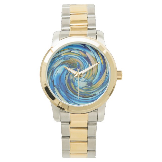 Blue And gold Abstract Dolphin Watches (Front)