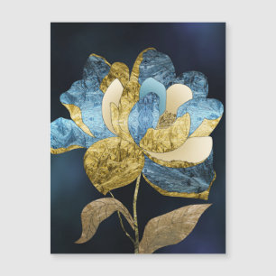 Blue and Gold Abstract Flower with Textured Petals