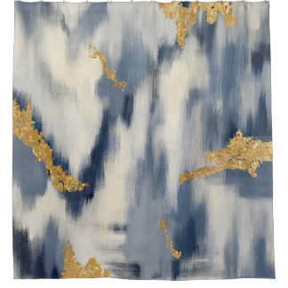 Blue and Gold Abstract Ikat Pattern