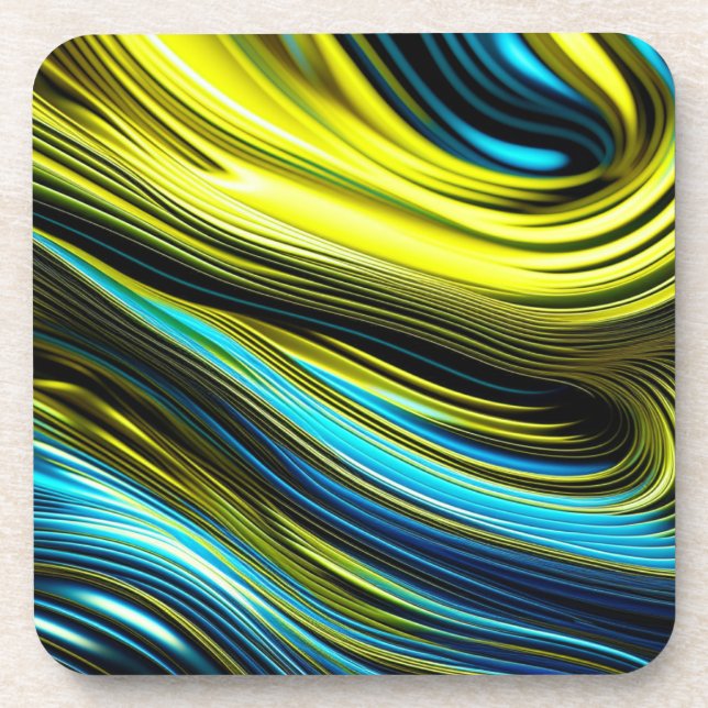Blue and Gold Abstract Silk and Satin Rolls Coaster (Front)