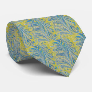 Blue And Gold Abstract Wave Tie