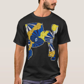 Blue And Gold African Print Poodle T-Shirt