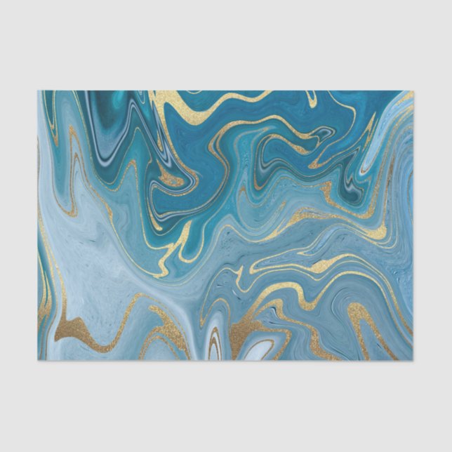 Blue and Gold Agate pattern 5 Tissue Paper (Front)